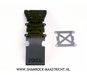 Traxxas Skidplate, front plastic (black)/ stainless steel plate - TRX4937