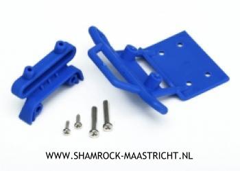 Traxxas Bumper, front / bumper mount, front / 4x23mm RM (2)/ 3x10mm RST (2) (blue) - TRX3621X