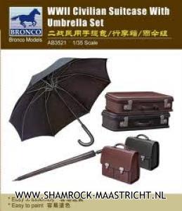 Bronco WWII Civilian Suitcase with Umbrella Set