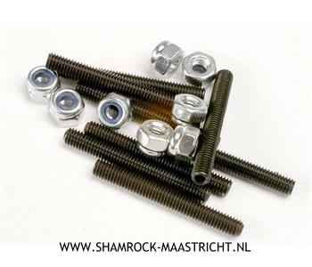 Traxxas Set (grub) screws, 3x25mm (8)/ 3mm nylon locknuts (8) - TRX3962