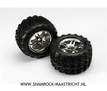 Traxxas Tires and wheels, assembled, glued (SS (Split Spoke) chrome wh - TRX5174R