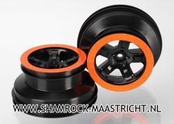 Traxxas Wheels, SCT black, orange beadlock style, dual profile (2.2" outer, 3.0" inner) (4WD f/r, 2WD rear) (2) - TRX5868X
