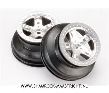 Traxxas  Wheels, SCT satin chrome, beadlock style, dual profile (2.2inch outer, 3.0inch inner) (4WD front/rear, 2WD rear only) - TRX5872