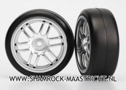 Traxxas Tires and wheels, assembled, glued (Rally wheels, satin, 1.9 Gymkhana slick tires) (2) - TRX7376A