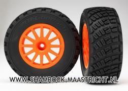 Traxxas  Tires and wheels, assembled, glued (orange wheels, BFGoodrich Rally, gravel pattern tires, foam inserts) (2) (TSM rated) - TRX7473A