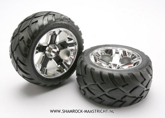 Traxxas All Star Chrome Wheels with Anaconda Tires - 5576R