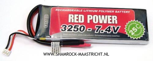 Red Power 7.4V 3250mAh LiPo accu (EH connector)
