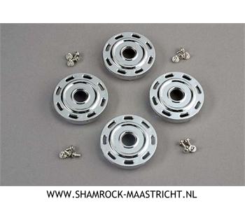 Traxxas Wheel covers, Mercedes style (chrome) (4)/attachment screws - TRX4278