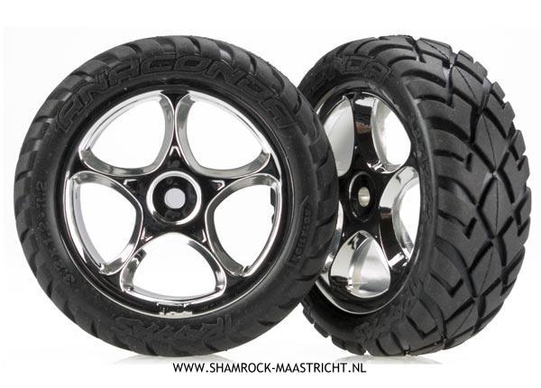 Traxxas Tracer 2.2 inch Mirror Chrome Wheels + Anaconda 2.2 inch Tires
