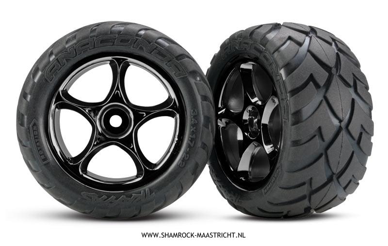 Traxxas Tracer 2.2 inch Black Chrome Wheels + Anaconda 2.2 inch Tires