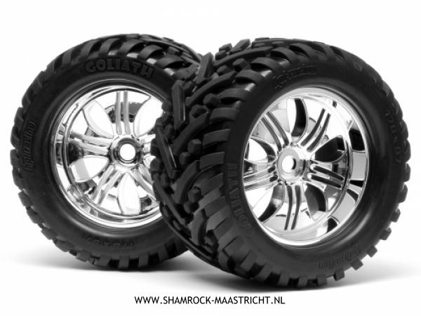 HPI MOUNTED GOLIATH TIRE 178x97mm on TREMOR WHEEL CHROME