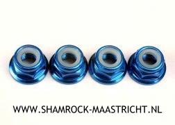 Traxxas Nuts, 5mm flanged nylon locking (aluminum, blue-anodized) (4) - TRX4147X