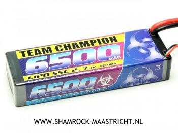 Team Champion 7.4 Volt 6500mAh 55C  Hardcase LiPo accu (Deans)