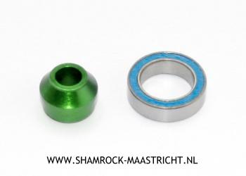 Traxxas  Bearing adapter, 6061-T6 aluminum (green-anodized) (1)/ 10x15x4mm ball bearing (black rubber sealed) (1) (for slipper shaft)